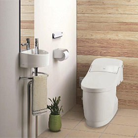 コンパクト＆ ローシルエットデザインがゆとりのトイレ空間を演出します。